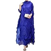 Shangeek Plus Size Dresses for Women Round Neck Half Sleeve Wrinkle-Free One Size Casual Pleated Design Dresses