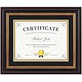 Frametory, 6x8 Diploma Frame with (Black/Gold) Double Mat or 8x10 Without Mat, Black Gold & Burgundy, Easel Stand, Wall Display or Tabletop for Pictures/Certificates/Documents, Real Glass