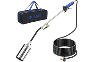 QUANIE Propane Torch Weed Burner Kit,High Output with Storage Bag,Heavy Duty Self Igniter Blow Torch with Turbo Trigger and 10FT Hose,Flamethrower for Weeding,Roofing,Melting Ice Snow