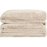 UnHide Cuddle Puddle | Faux Fur Blanket | Oversized, Lightweight, Extra Soft Blanket | Machine Washable | Add a Layer of Softness to Any Bed or Couch | 100” x 100” | Beige Bear