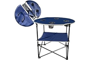 ZRSCHYG Camping Table & Beach Table, – Portable 2-Tier Foldable Table with 4 Cup Holders & Carry Bag, Lightweight Waterproof Oxford Fabric for Outdoor Adventures, Picnic, Tailgating, and Fishing
