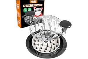 KWIWIS Chicken Shredder, Chicken Meat Shredder Tool Twist, 11" Large Chicken Breast Shredding Machine, Anti-Slip Base, BPA Free, Dishwasher Safe, Ergonomic Handle, Heat Resistant, Removeable Plate, Black