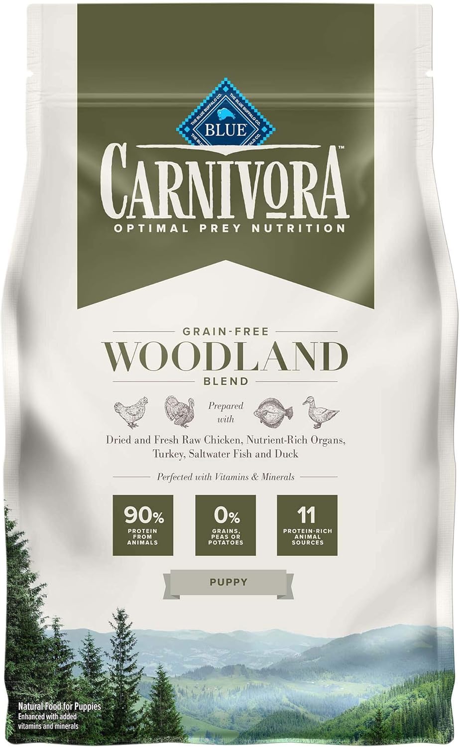 Blue Buffalo Carnivora Optimal Prey Nutrition High Protein, Grain Free Natural Puppy Dry Dog Food, Woodland Blend 4lb