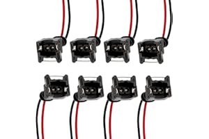 leechio 8 PCS Fuel Injector Connector, Standard Specification Fuel Injector Plug Harness, Copper Core Fuel Injector Rebuild Kit, for Most Cars Truck (Black)
