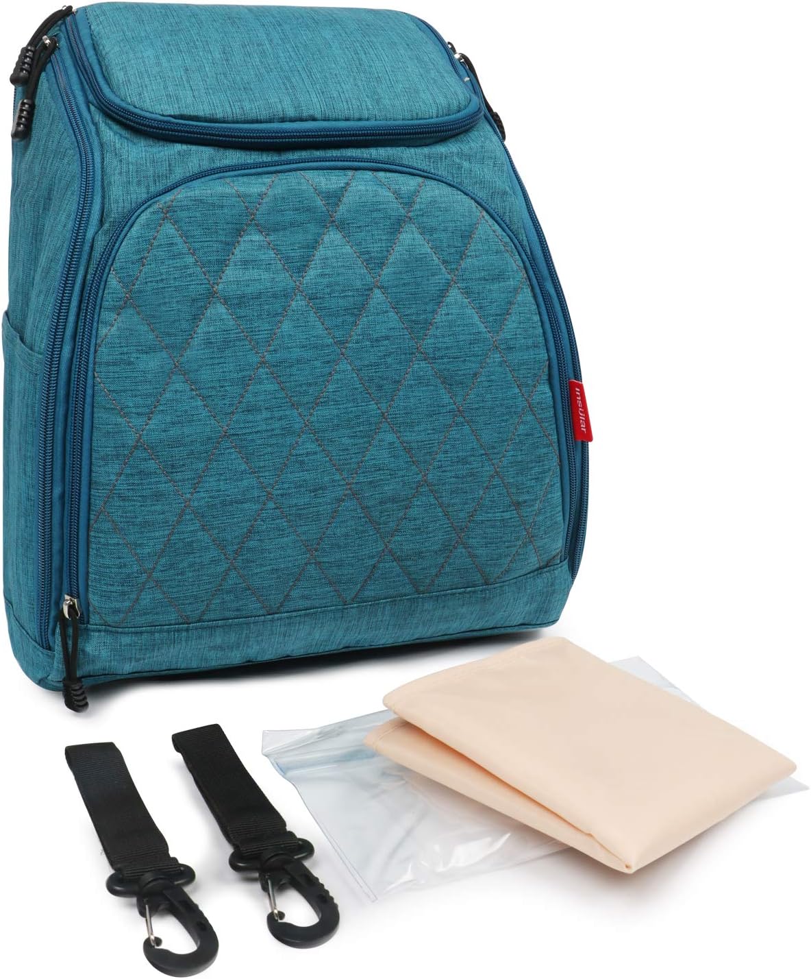 Baby Changing Backpack Bag Diaper Bag for Mom and Dad - Waterproof Nappy Bag with Changing Pad (2.0 Green)