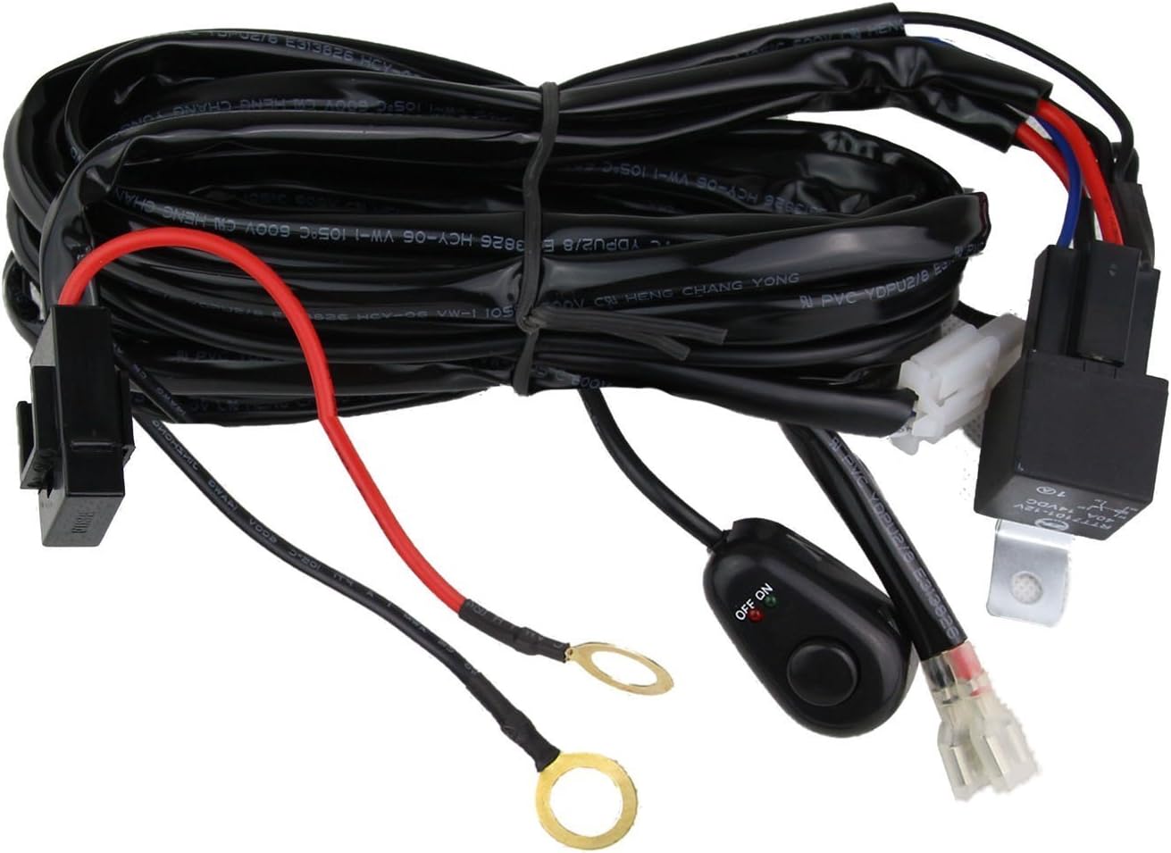 QDY Led Light Bar Wiring Harness Kit for Led light Bar Relay ON/OFF Switch Harness Kit for Off Road Atv Jeep