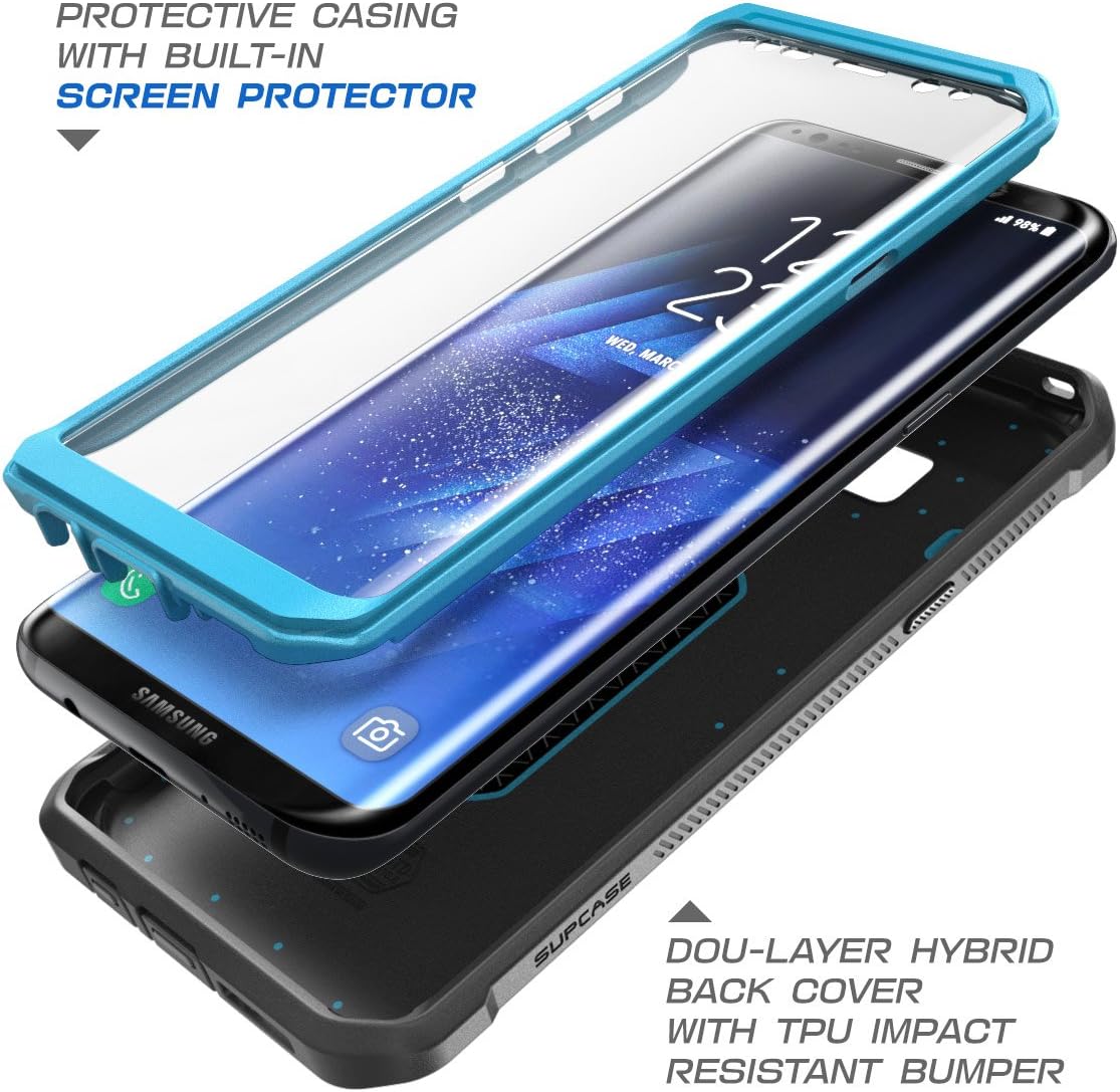 SUPCASE Unicorn Beetle Shield Full-Body Rugged Holster Case for Samsung Galaxy S8, Blue/Black - Image 3