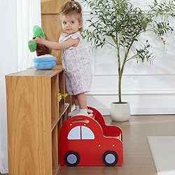 HAHASOLE Wooden Toddler Step Stool for Kids, 2-Step