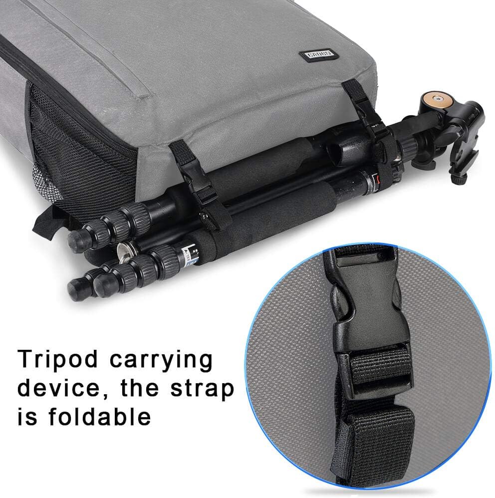 CADeN DSLR Camera Backpack - Capacity can accommodate 2 Cameras 3 Lenses 1 Tripod 15.6" Laptop and Other Photography Accessories compart can be Adjusted Freely Compatible with Canon Nikon Sony (Gray) : Camera & Photo