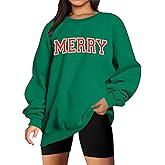 UNIQUEONE Christmas Sweatshirts for Women Oversized Christmas Tree Sweatshirt Merry Christmas Sweater Xmas Pullover Top