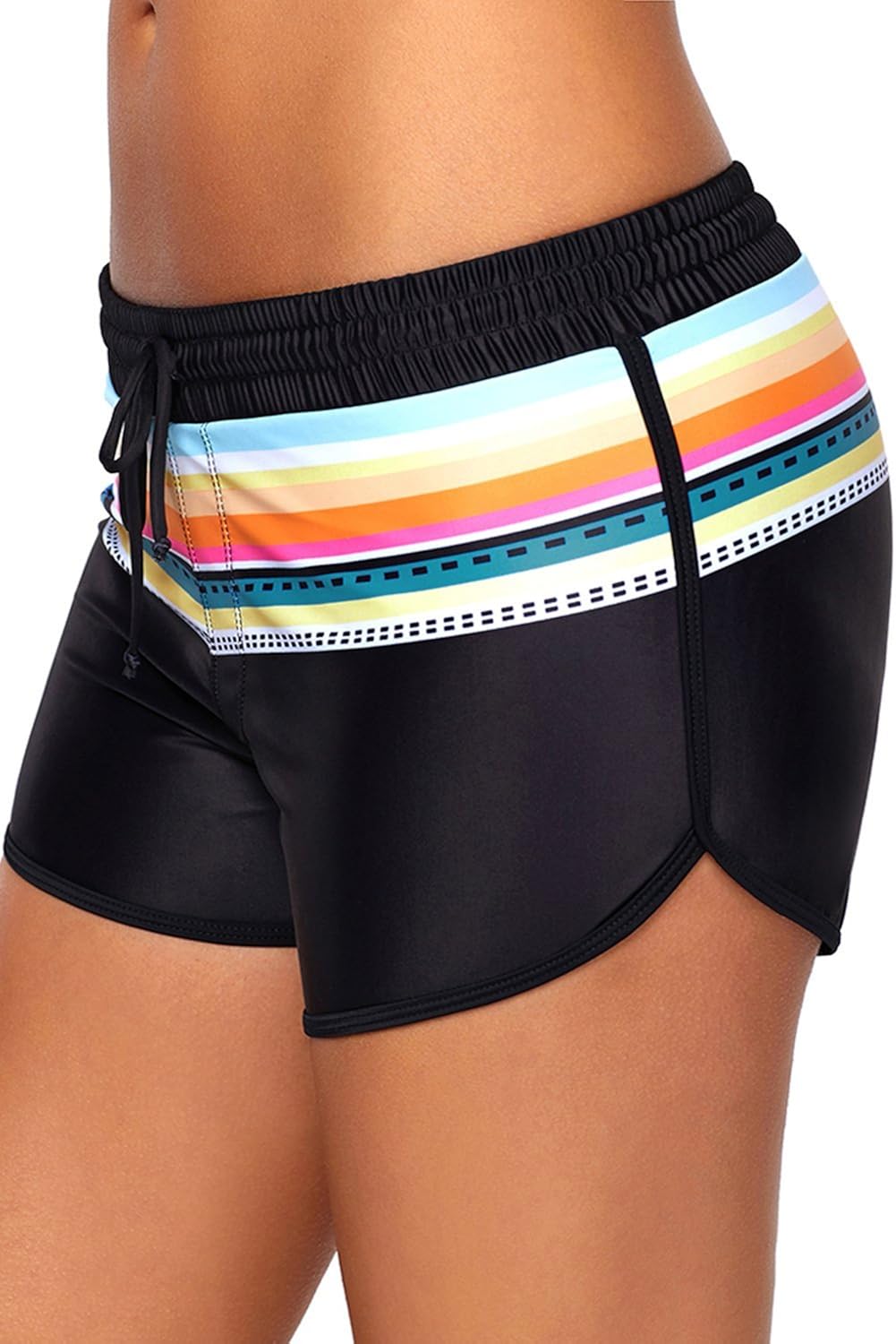 boldgal women's swimwear drawstring shorts (black)