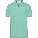 Nautica Boys' Short Sleeve Anchor Polo, Button Closure, Soft & Comfortable, Pique Fabric