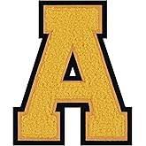 4 Inch Yellow Chenille Letter Patch – Iron On & Sew On Embroidered Alphabet Initial with Black Border for Jackets, Hats, Jeans, Bags – DIY Varsity Style Heat Transfer Applique for Clothing & Crafts