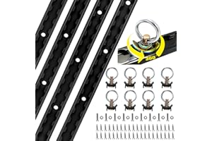 4PC 4ft Aluminum L-Track Tie Down System, 48" L Track Rail with 8 Black O-Ring Fittings & Mounting Screws, L Track Accessorie