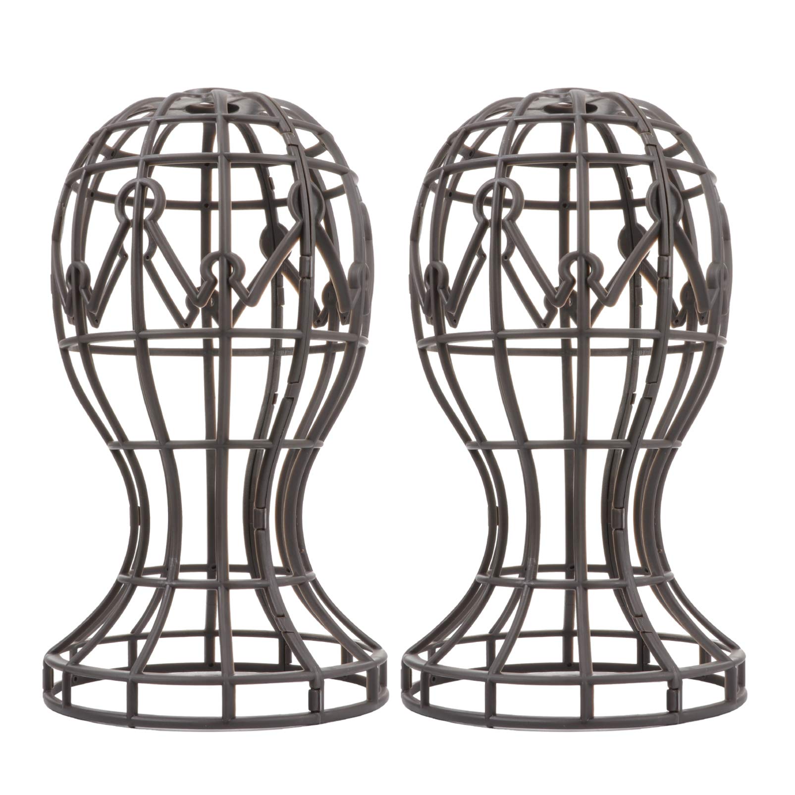 Minkissy 2Pcs Wig Stand, plastic Collapsible Wig Holder Portable Wig Head Rack Hat Display Supplies for Salon Home
