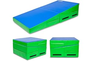 Matladin Folding Gymnastics Cheese Wedge Incline Mat, Gym Fitness Tumbling Skill Shape Mat for Kids Girls Home Training Exercise