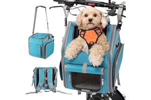 PICEA Dog Basket for Bike - 4-in-1 Pet Carrier Backpack & Puppy Car Seat for Hiking, Biking, Camping - Soft, Expandable, Collapsible - Scooter E-Bike Bicycle Carrier Cats, Small to Medium Pups