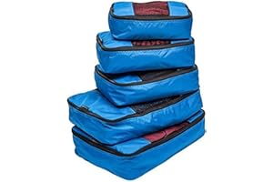 TravelWise Luggage Packing Organization Cubes 5 Pack, Blue, 2 Small, 2 Medium, 1 Large