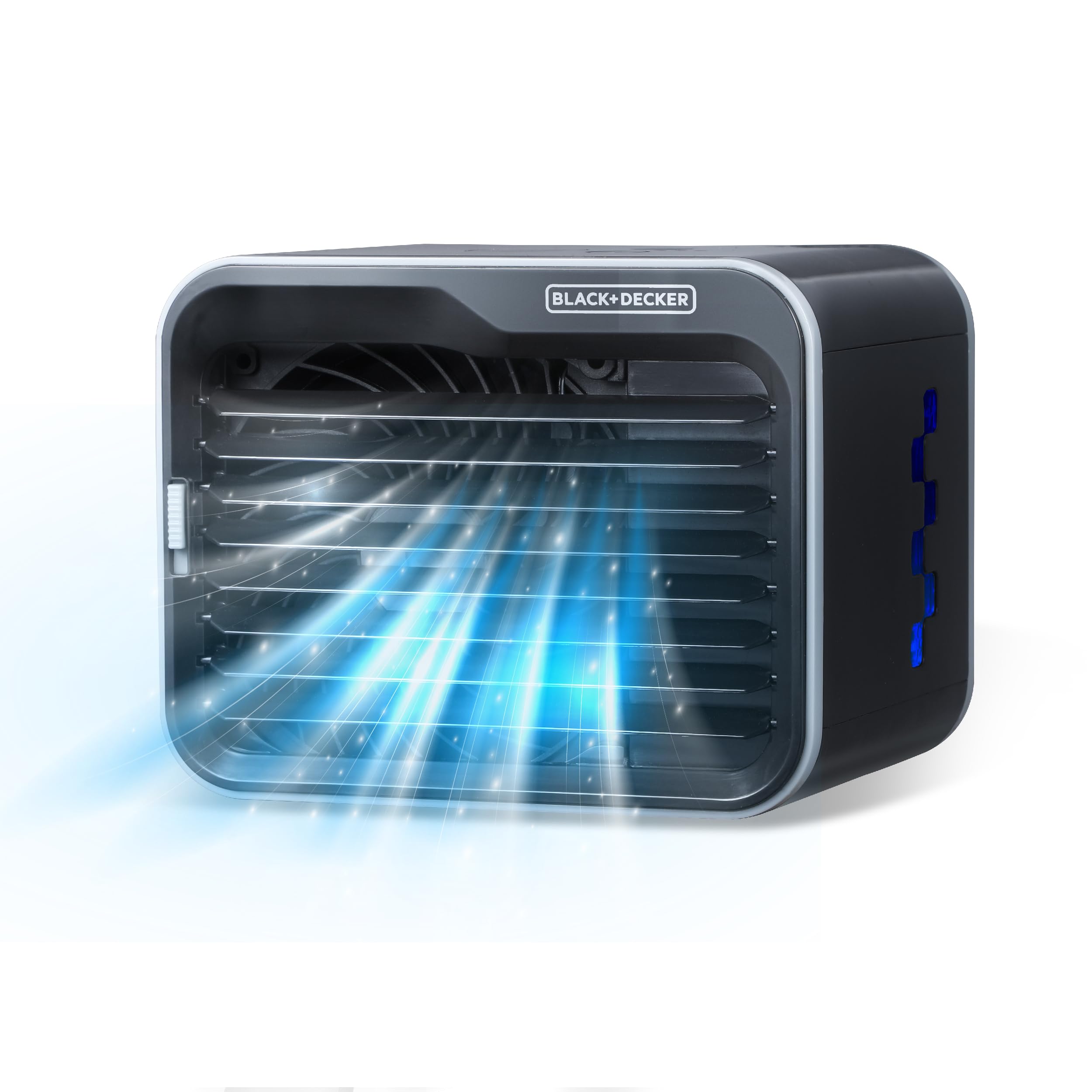 Photo 1 of BLACK+DECKER Desktop Air Cooler, Personal Portable Fan with 3-Speeds, Evaporative Air Cooler with 0.5L Water Tank, Air Cooler Fan for Desk, Home, Office, Bedroom, and more, BDMC10B, Black