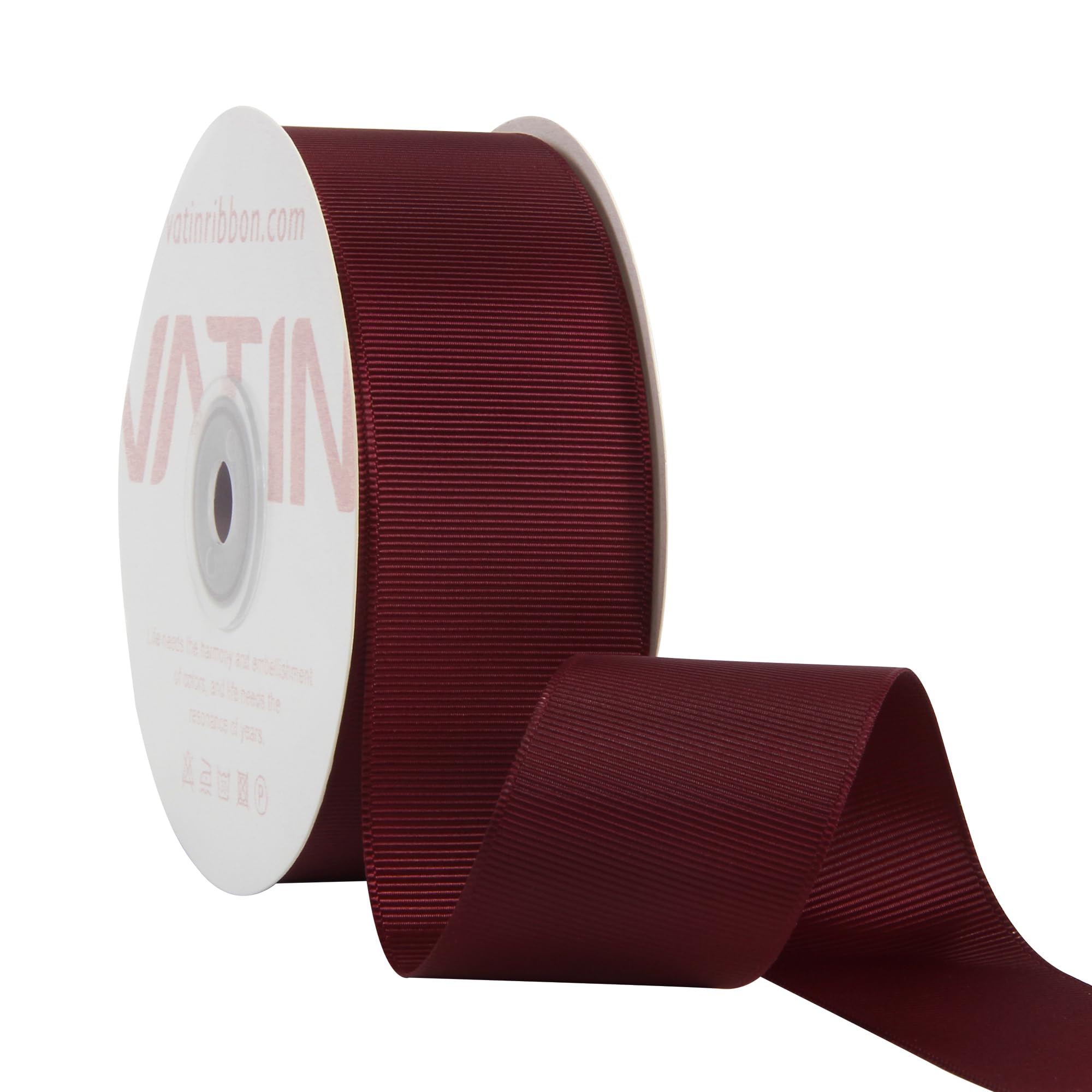 VATIN 38 mm Solid Burgundy Grosgrain Ribbon Spool -23 Metres, Great for Sewing, Gift Wrapping, Hair Bows, Flower Arranging, Home Decorating