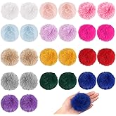 26 Pcs Faux Fur Pom Poms for Hats - 3.2 Inch Fluffy Pom Poms with Elastic Loop for DIY Crafts, Removable Knitting Accessories for Keychains Shoes Scarves Gloves Bags (13 Colors in Pairs)