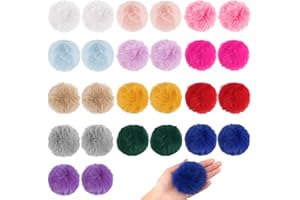 BBGIFTS 26 Pcs Faux Fur Pom Poms for Hats - 3.2 Inch Fluffy Pom Poms with Elastic Loop for DIY Crafts, Removable Knitting Accessories for Keychains Shoes Scarves Gloves Bags (13 Colors in Pairs)