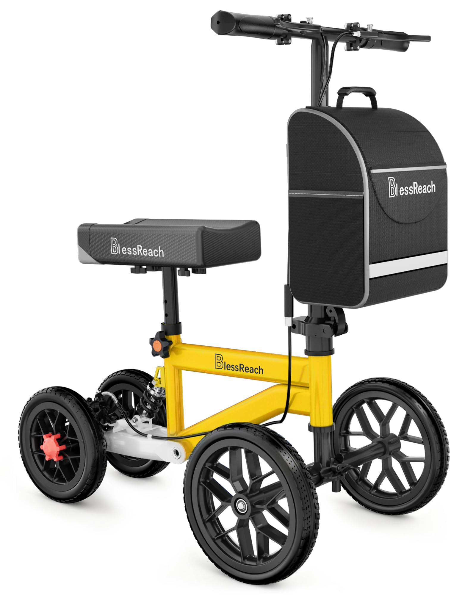 Photo 1 of BlessReach Economy Steerable Knee Walker - Compact Crutch Alternative for Foot Injuries with Dual Braking System (Yellow)