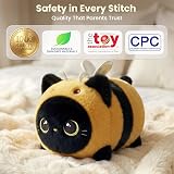 Mewaii Cute Black Cat Bee Plush Pillow 8 Inch Kawaii Stuffed Toy view 6