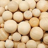 Blulu 122 Pieces Round Wood Balls Unfinished Wooden Balls Natural Craft for DIY Craft Projects Jewelry Making Arts Design, 5 Sizes