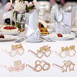Guiruiy 24PCS 80th Birthday Eyeglasses Decorations