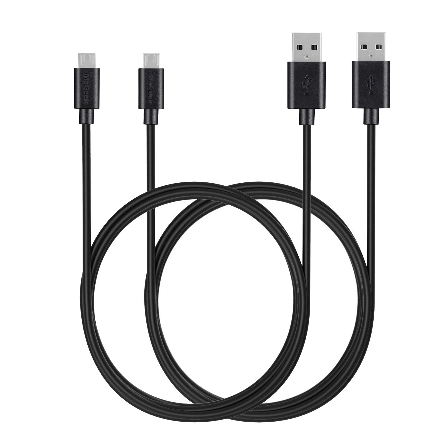 [Pack of 2pcs] MaGeek® 6ft / 1.8m Premium Extra Long Micro USB to USB Cable High Speed USB 2.0 A Male to Micro B for Samsung, HTC, Sony, Motorola, LG, Google, Nokia and More(Black)