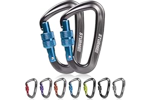 STURME Carabiner Clip 12KN Aluminium Wiregate Lightweight Heavy Duty Large Strong Durable D-Ring Hooks Spring Snap Link Keychain Clips Set for Hammock Improved Design 2022