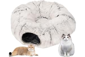 Pawtenda Winter Cat Tunnel Bed, Warm Cat Tunnels for Indoor Cats, Cat Plush Donut Cave Tunnel Bed, Multifunctional Cat Toys for Playing and Relaxing