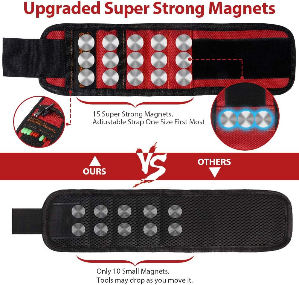 Gifts For Men Magnetic Wristband, 15 Upgrade Super Strong Magnets, Best Dad Gift, Unique Gifts For Men - - 