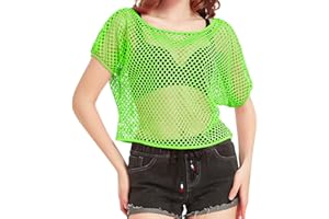 WILDPARTY Women's Casual Sexy Off Shoulder T-Shirt Tops, 80s 90s Outfit Oversized 80's Costume Neon Clothes