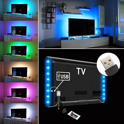 exgreem bias iluminacion tv retroiluminacion para hdtv led tiras luces led con mando a distancia 2 rgb led franja home multi color rgb iluminacion