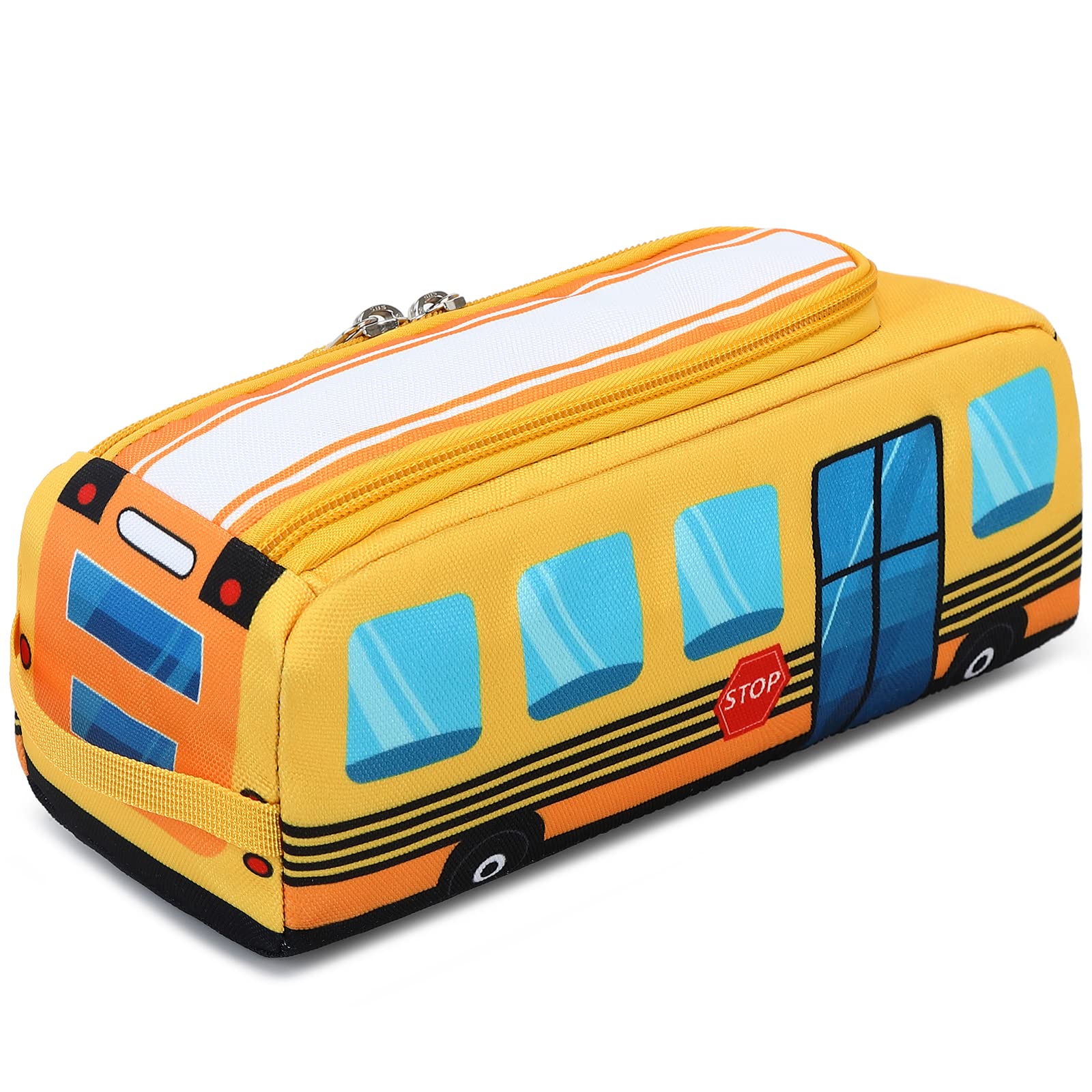 Cute Pencil Case for Kids Girls Boys Pencil Pouch kawaii Pen Pencil Box Bag Holder for School Students (Yellow School Bus)