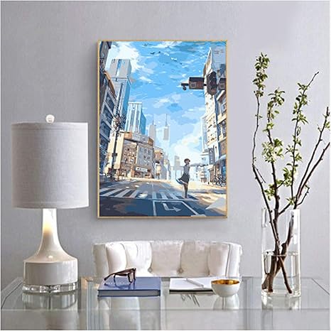 Amazon Co Jp キャンバスアートペイントのdiy油絵のキット大人のための数字で塗料で フレームなしのカラーフィル絵画 作りやすい 子供の興味を育成 Style1 ホビー