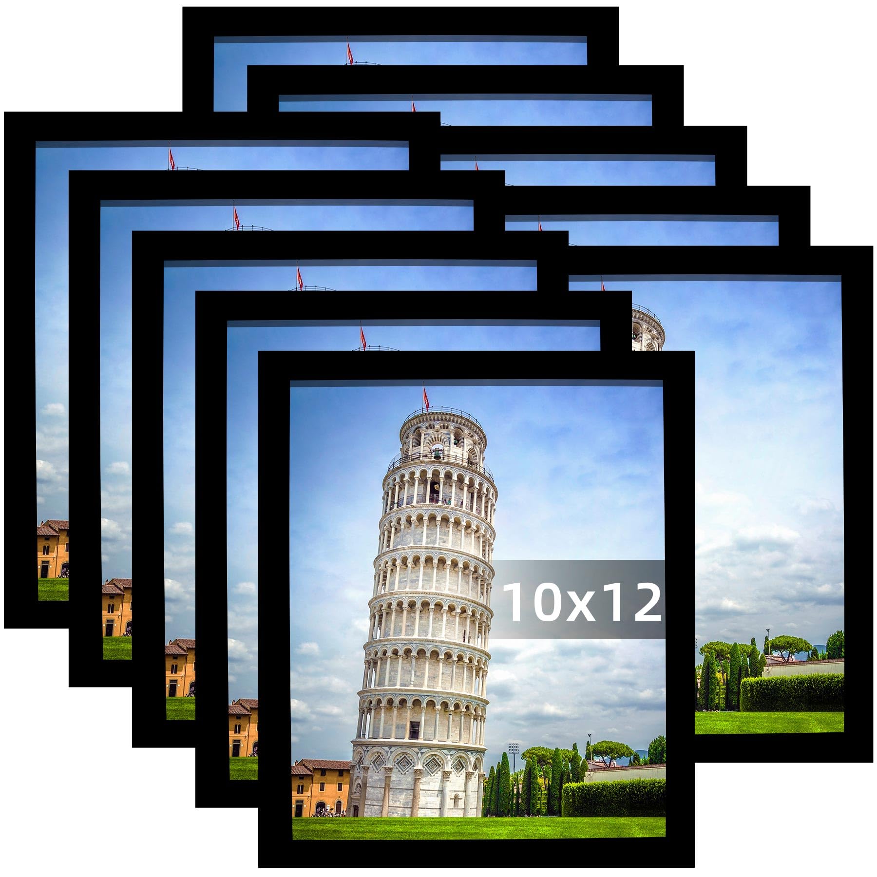 SESEAT 10x12 Picture Frame Set of 10, Display Pictures 10x12 Prints Without Mat, Wall Mounting, Black