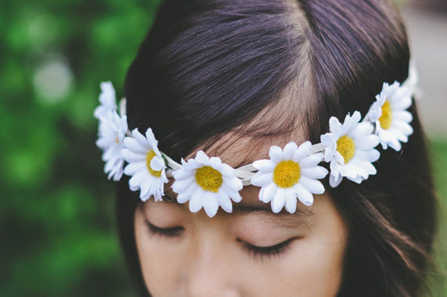Floral Fall Boho Sunflower Crown Hippies Daisy Hair Wreath Bridal Headpiece Photo Props DY-01 (White) : Beauty