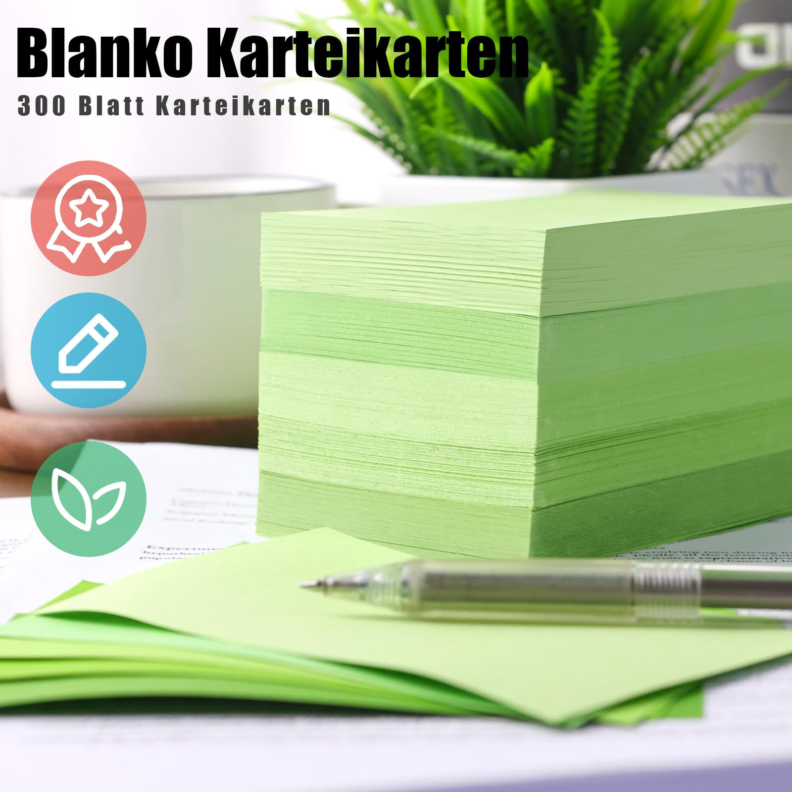 Koogel 300 Blatt Karteikarten, Blanko Karteikarten 12,5 x 7,5 cm Bunte Karteikarten 5 Farben Notizkarten Lernkarten für Schule Lernen Büro Spielkarten