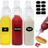 WAYDA Condiment Squeeze Bottles,6 Pack Squeeze Bottles for Sauces, Ketchup Salad Dressing Container, 17oz Plastic Bottles with Squeeze Top for Liquids, BBQ Sauce, Oil
