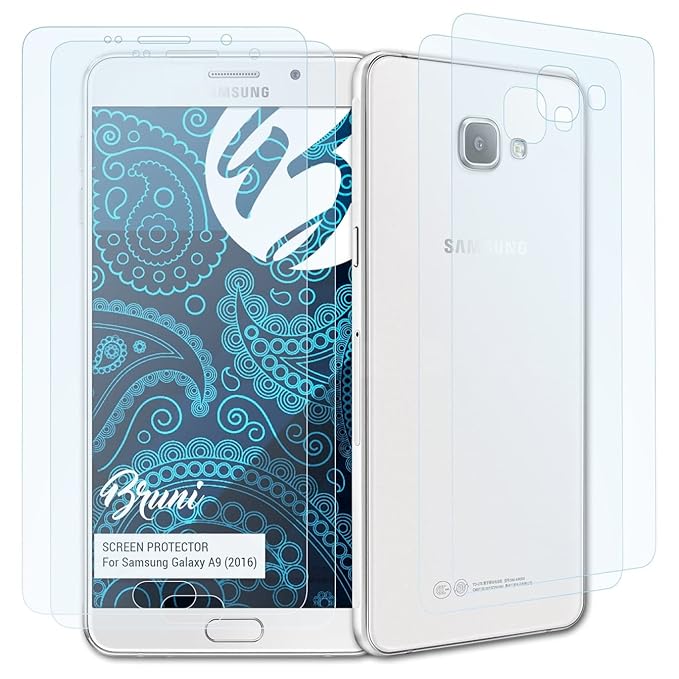 Bruni Schutzfolie für Samsung Galaxy A9 (2016) Folie, glasklare Displayschutzfolie (2er Set)