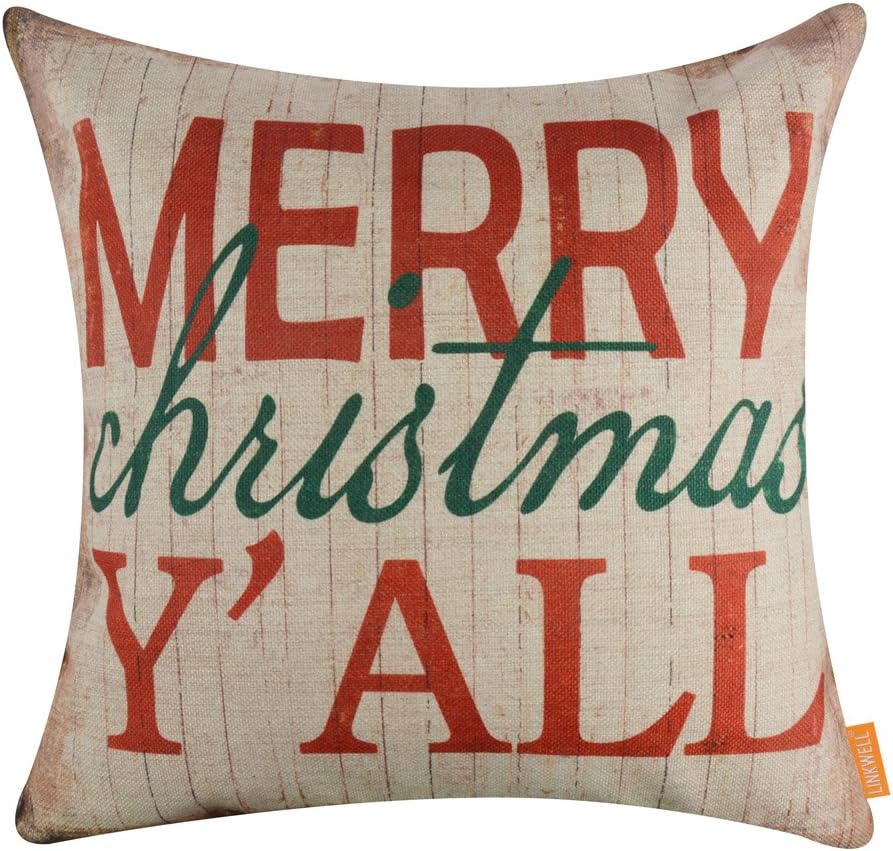Amazon Com Linkwell 18x18 Inches Merry Christmas All Burlap Throw
