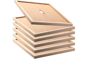 DoubleFill 6 Pcs Beehive Inner Cover for 10 Frame Hive Box Cover with Feeding Hole Beehive Insulation Ventilation Inner Cover for Beekeeping Tool