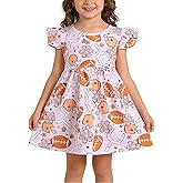 Yuromoon Toddler Girls Casual Dress Universe Black Print Dresses Flutter Sleeve Clothes 2-8Y