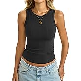 EasyGala Womens Ribbed Seamless Tank Knit Crew Neck Shirt Summer Fitted Sleeveless Top Casual Basic High Neck Clothes