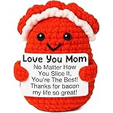 AVBODA Mini Birthday Gifts for Mom from Daughter Son Birthday Valentine's Day Gifts Cute Handmade Crochet Bacon Gift for New Mommy Step Bonus Mom Mother in Law Positive Reminder Decor