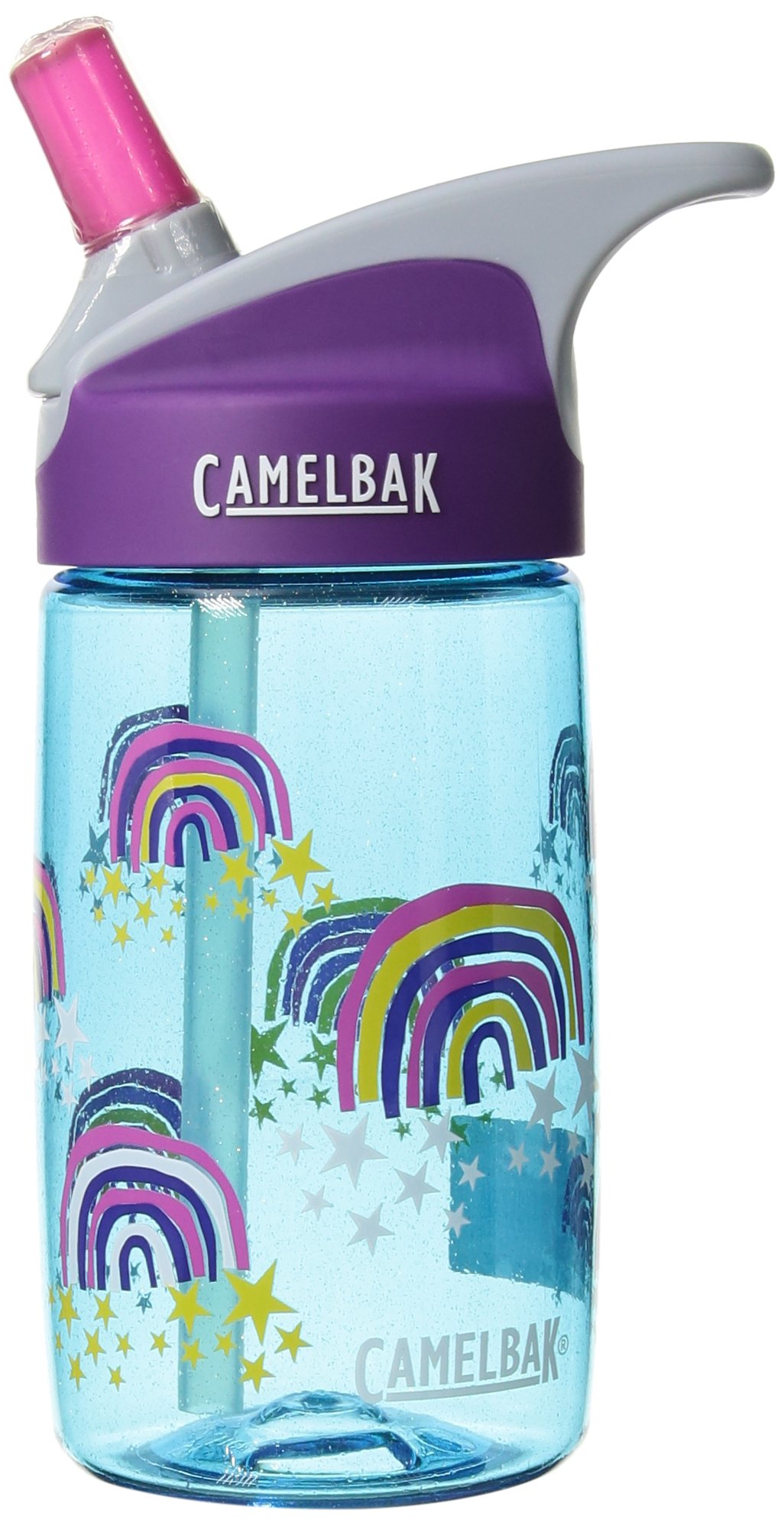 CAMELBAK Kids Eddy 0.4L 400ml Water/Juice Bottle Girls Glitter Rainbows Design 2018 — image 1