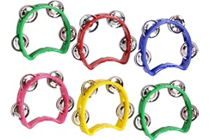 YONTY Toddlers Educational & usical Toys, Hand Tambourine Bells, Plastic Musical Percussion, Kids Tambourines Rhythm Toys, Great Gift for Birthday, Christmas, Party, for Kids, Boys, Girls, 6 Pack